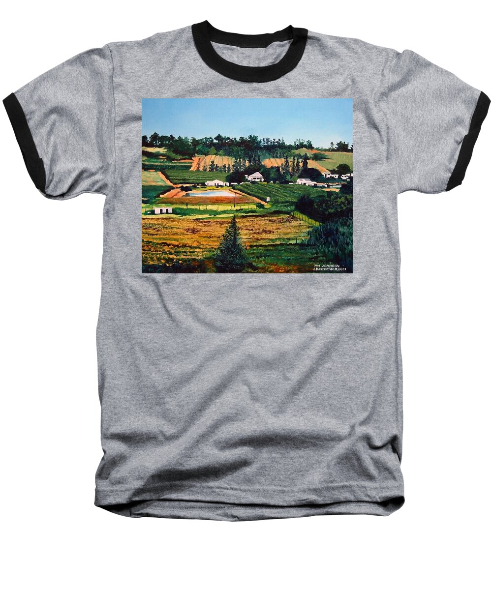 Farm Baseball T-Shirt featuring the painting Chubby's Farm by Tim Johnson