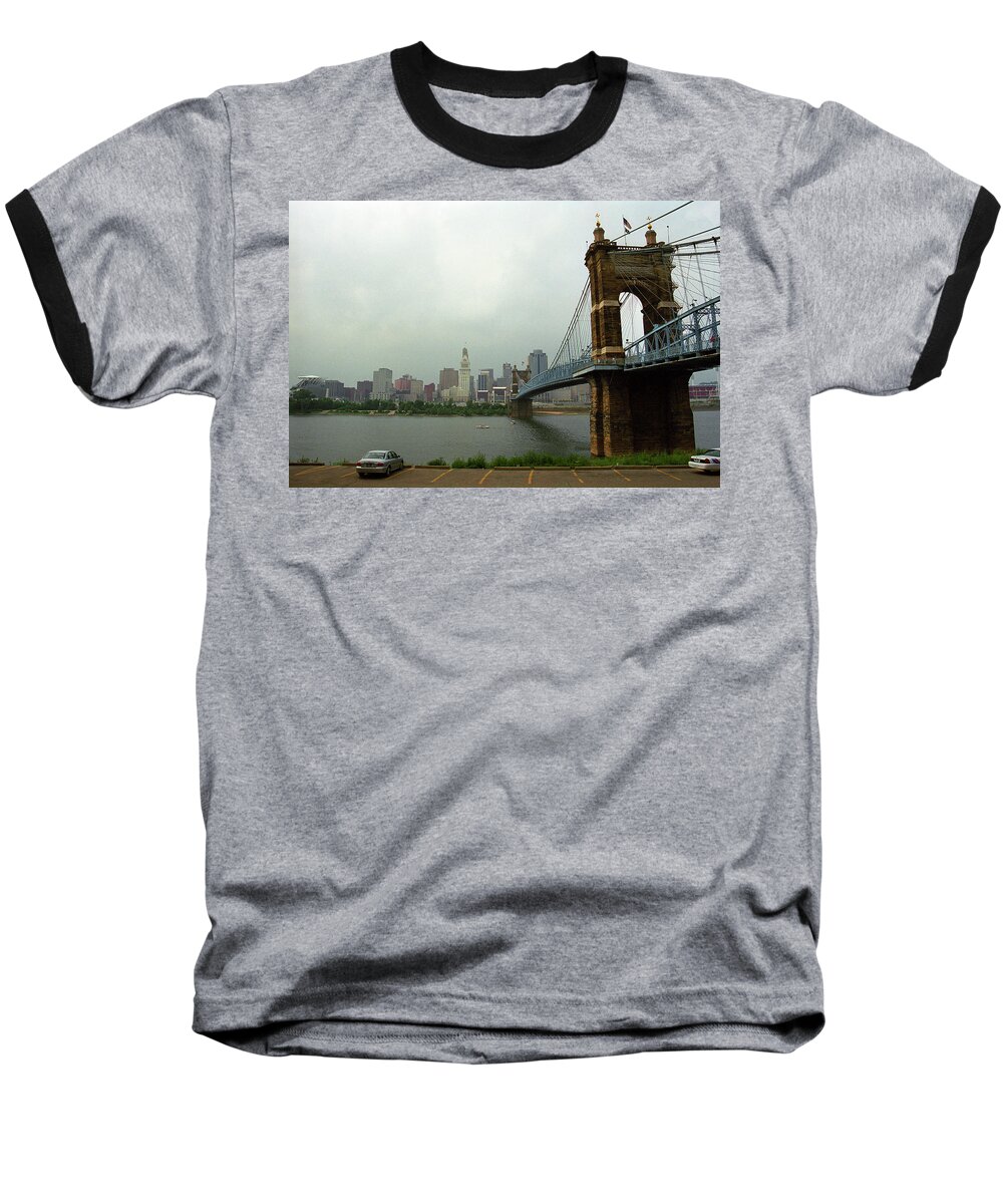 Arches Baseball T-Shirt featuring the photograph Cincinnati - Roebling Bridge 6 by Frank Romeo