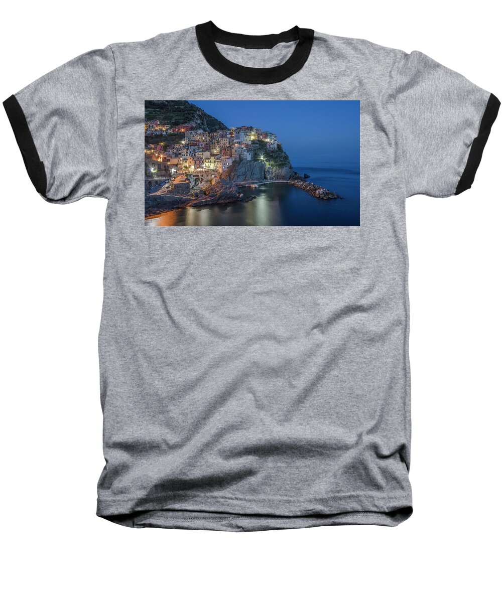 Cinque Terre Baseball T-Shirt featuring the photograph Cinque Terre - Manarola by John McGraw