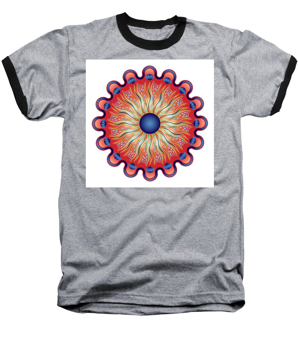 Mandala Baseball T-Shirt featuring the digital art Circularium No 2664 by Alan Bennington