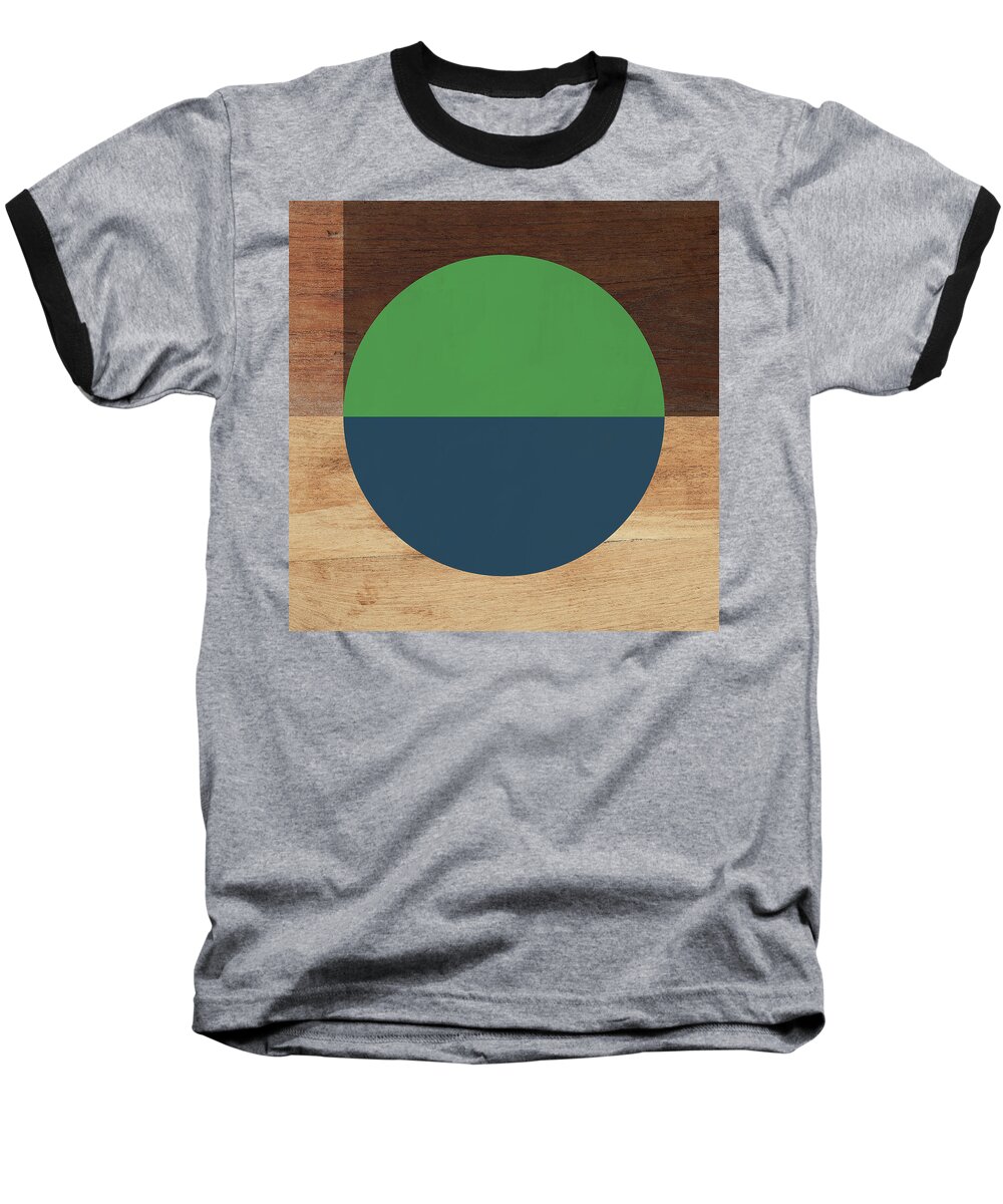 Modern Baseball T-Shirt featuring the mixed media Cirkel Blue And Green- Art by Linda Woods by Linda Woods