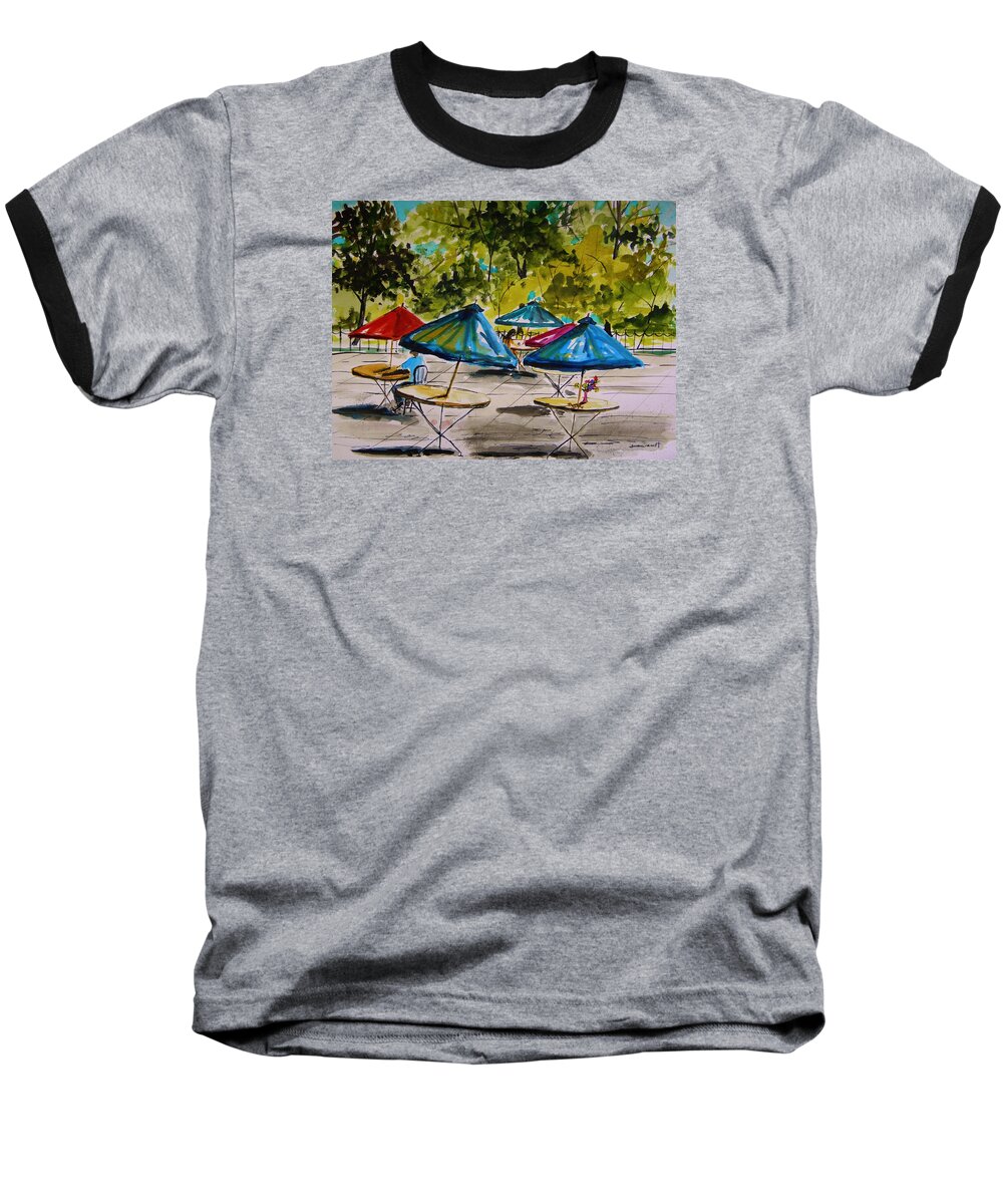 City Caf￿original Baseball T-Shirt featuring the painting City Cafe by John Williams