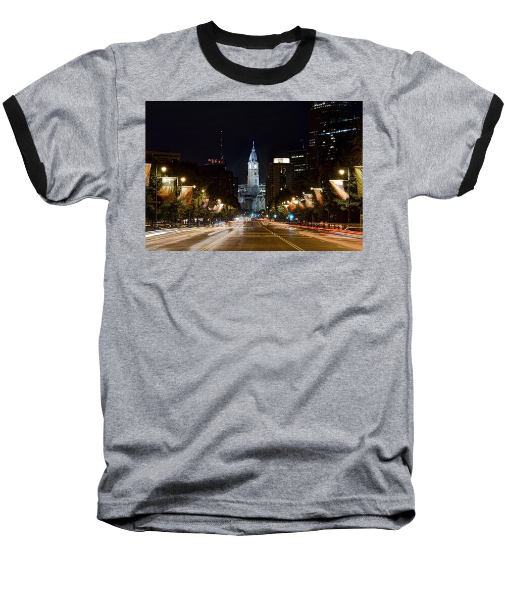 Philadelphia Baseball T-Shirt featuring the photograph City Hall from the Parkway by Jennifer Ancker