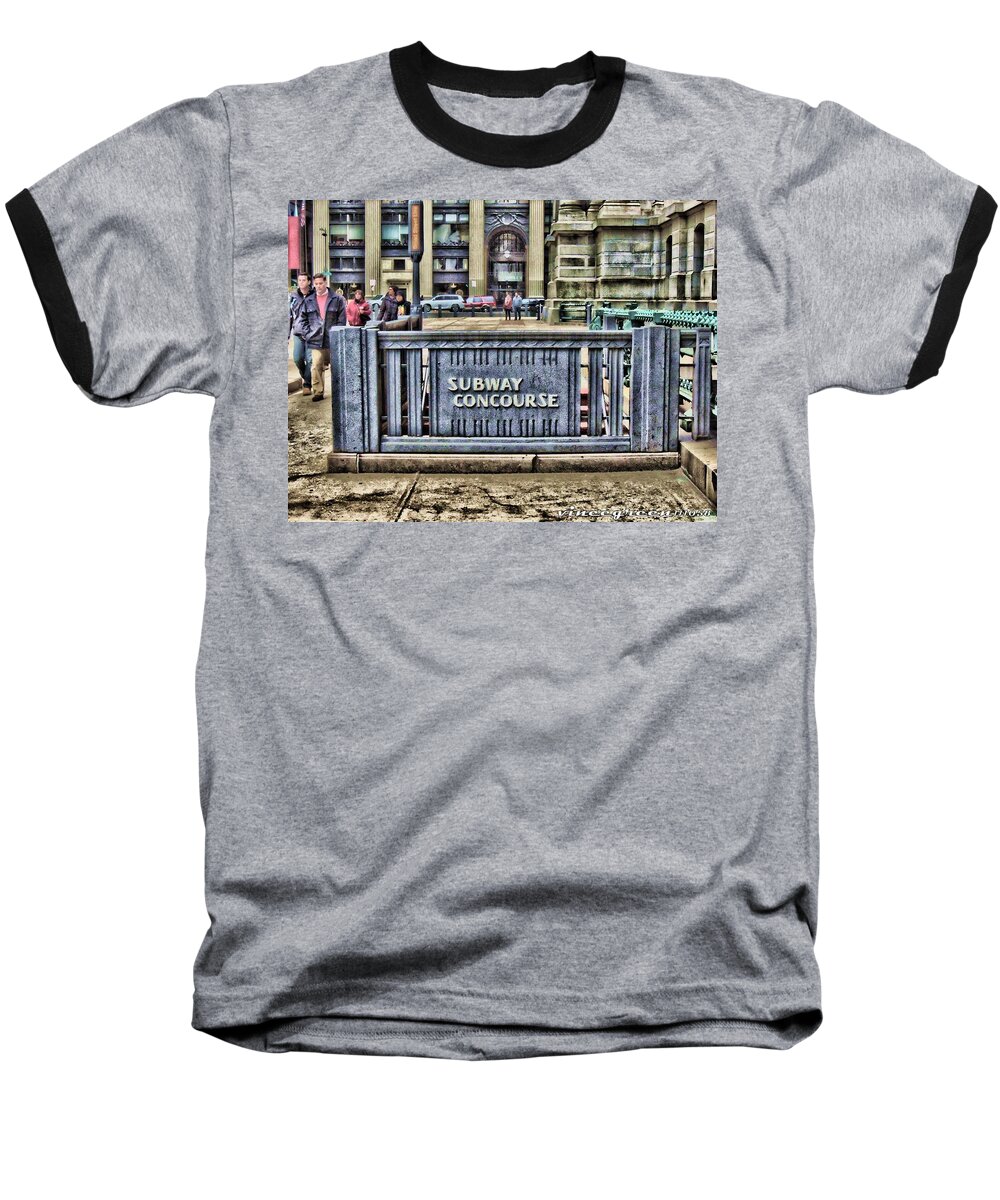Philadelphia Baseball T-Shirt featuring the digital art City Hall Sidewalk by Vincent Green
