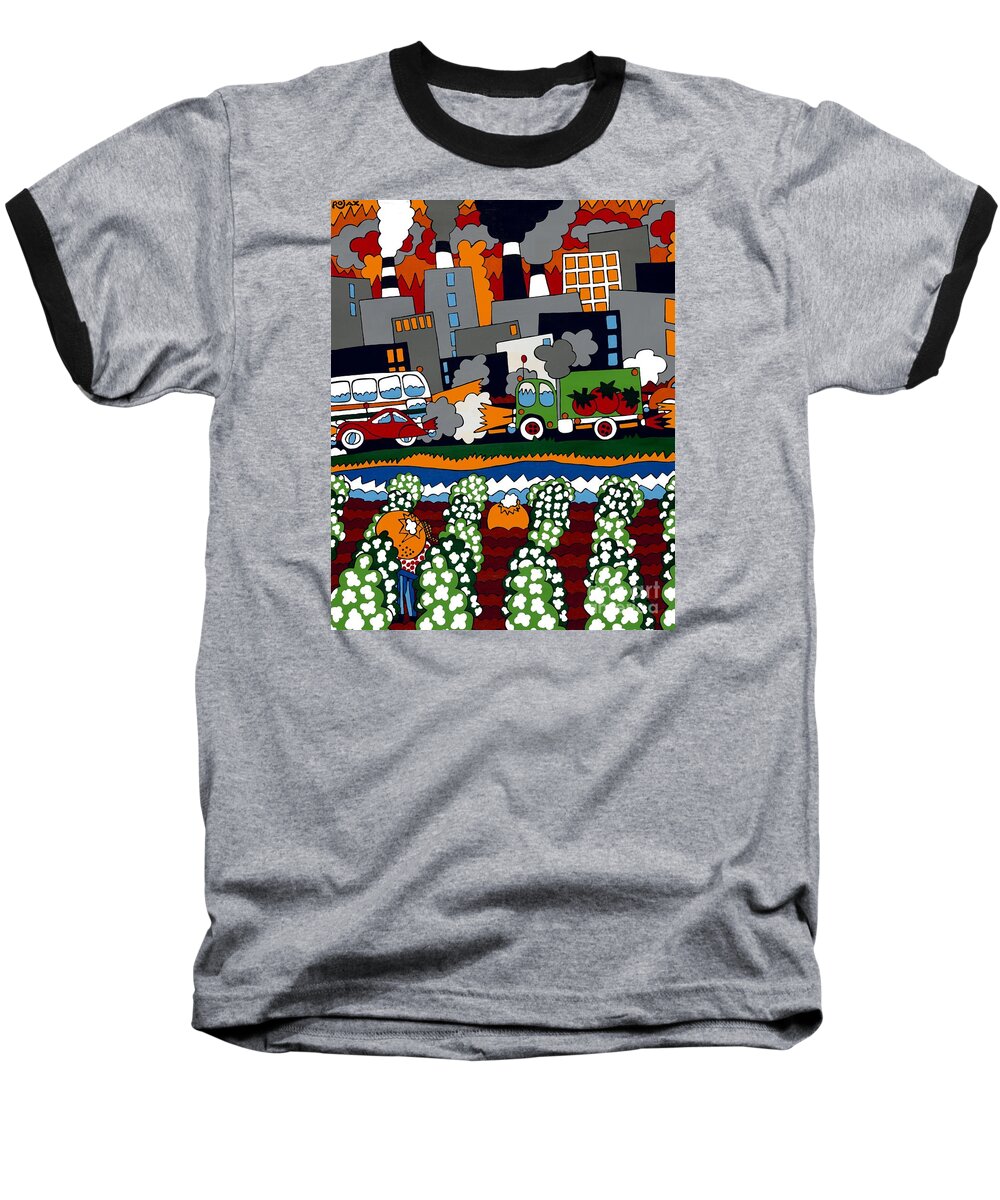 City Baseball T-Shirt featuring the painting City Limits by Rojax Art