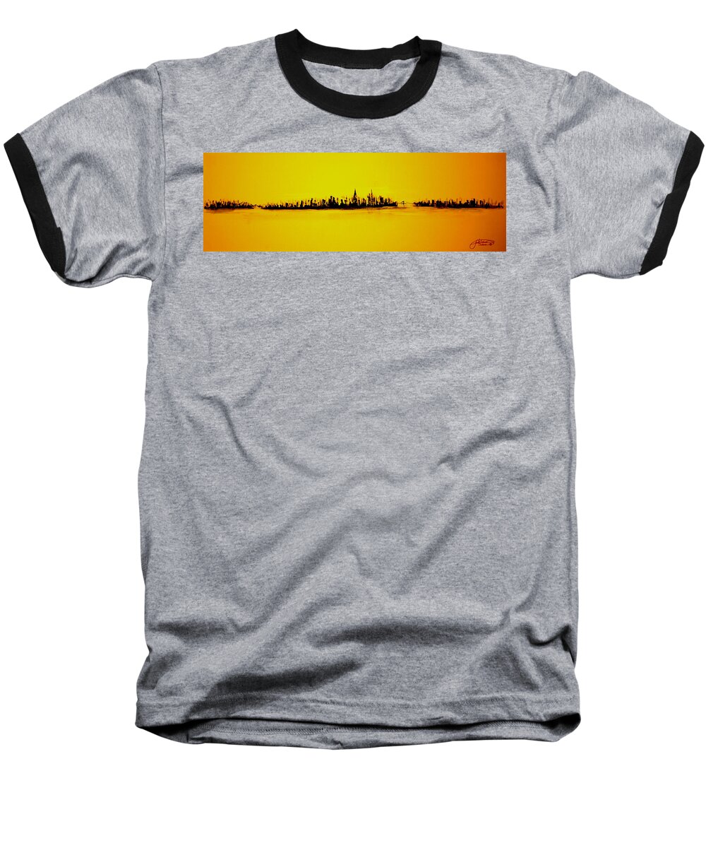 Art Baseball T-Shirt featuring the painting City Of Gold by Jack Diamond