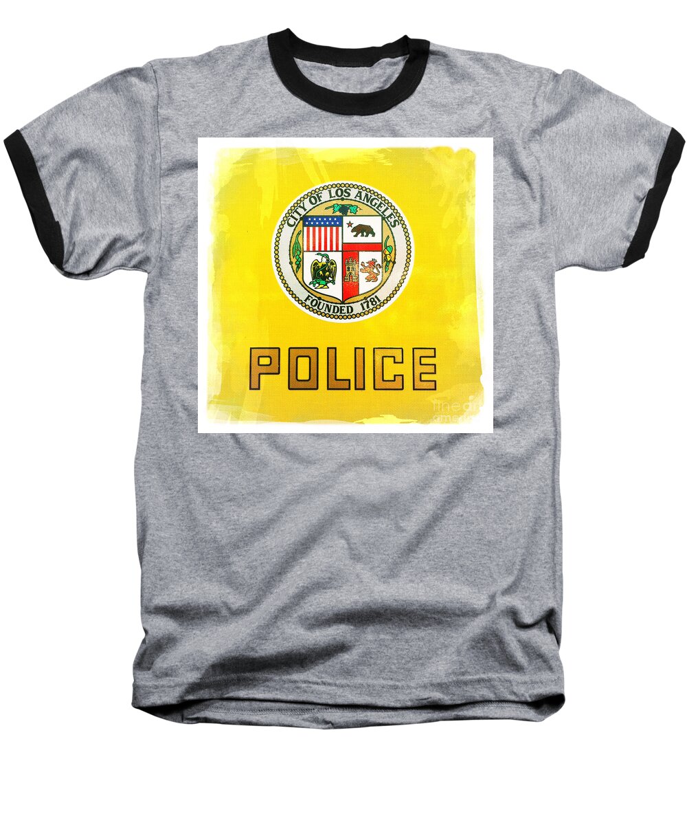 City Of Los Angeles - Police Baseball T-Shirt featuring the photograph City of Los Angeles - Police by Nina Prommer