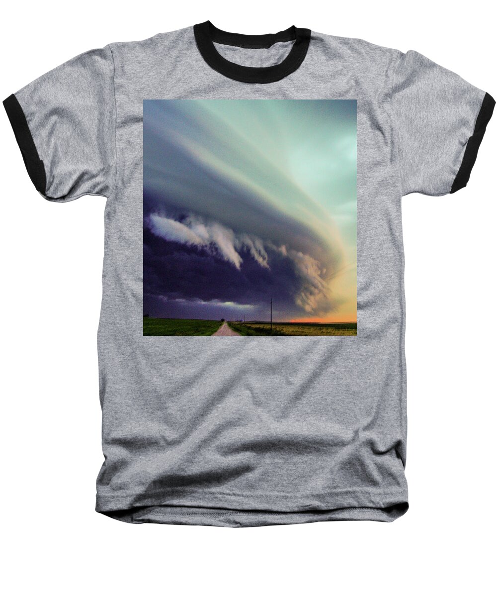 Nebraskasc Baseball T-Shirt featuring the photograph Classic Nebraska Shelf Cloud 027 by NebraskaSC