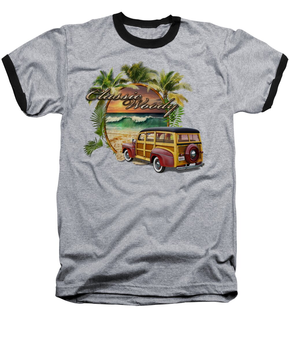 Surf Baseball T-Shirt featuring the digital art Classic Woody by Robert Corsetti