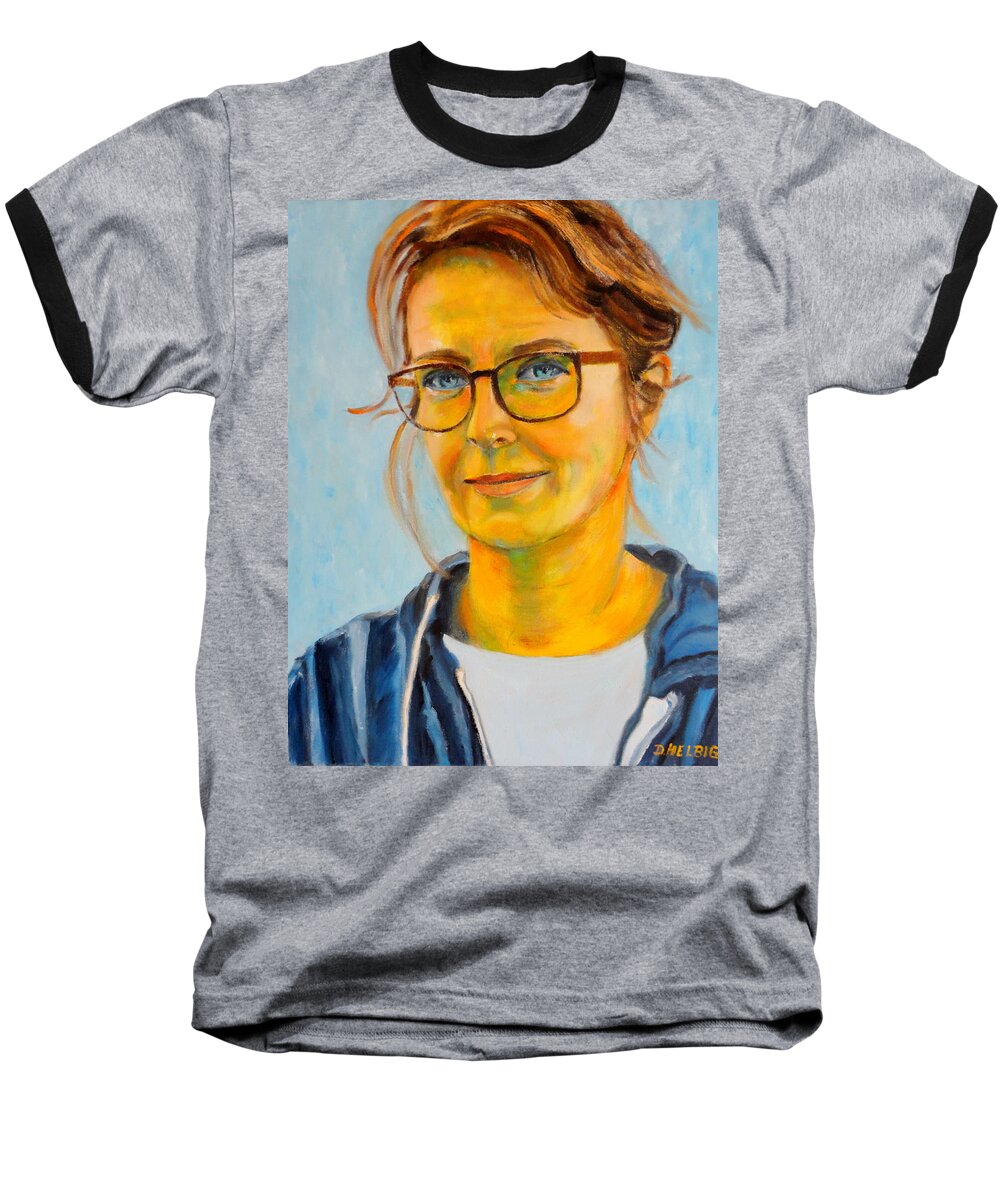 Portrait Baseball T-Shirt featuring the painting Claudia-portrait by Dagmar Helbig