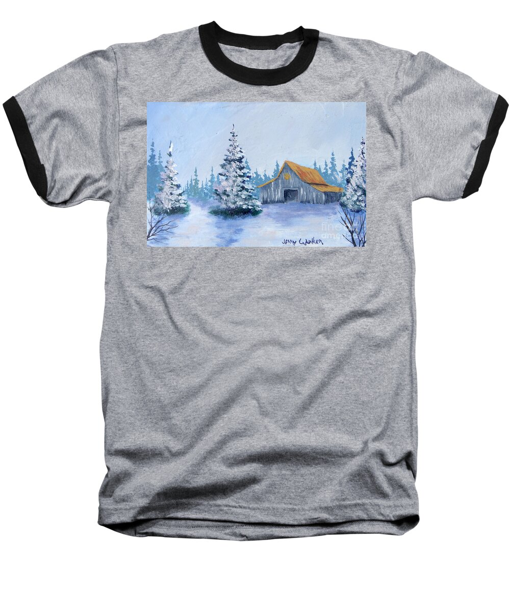 Cold Baseball T-Shirt featuring the painting Clemson Winter by Jerry Walker