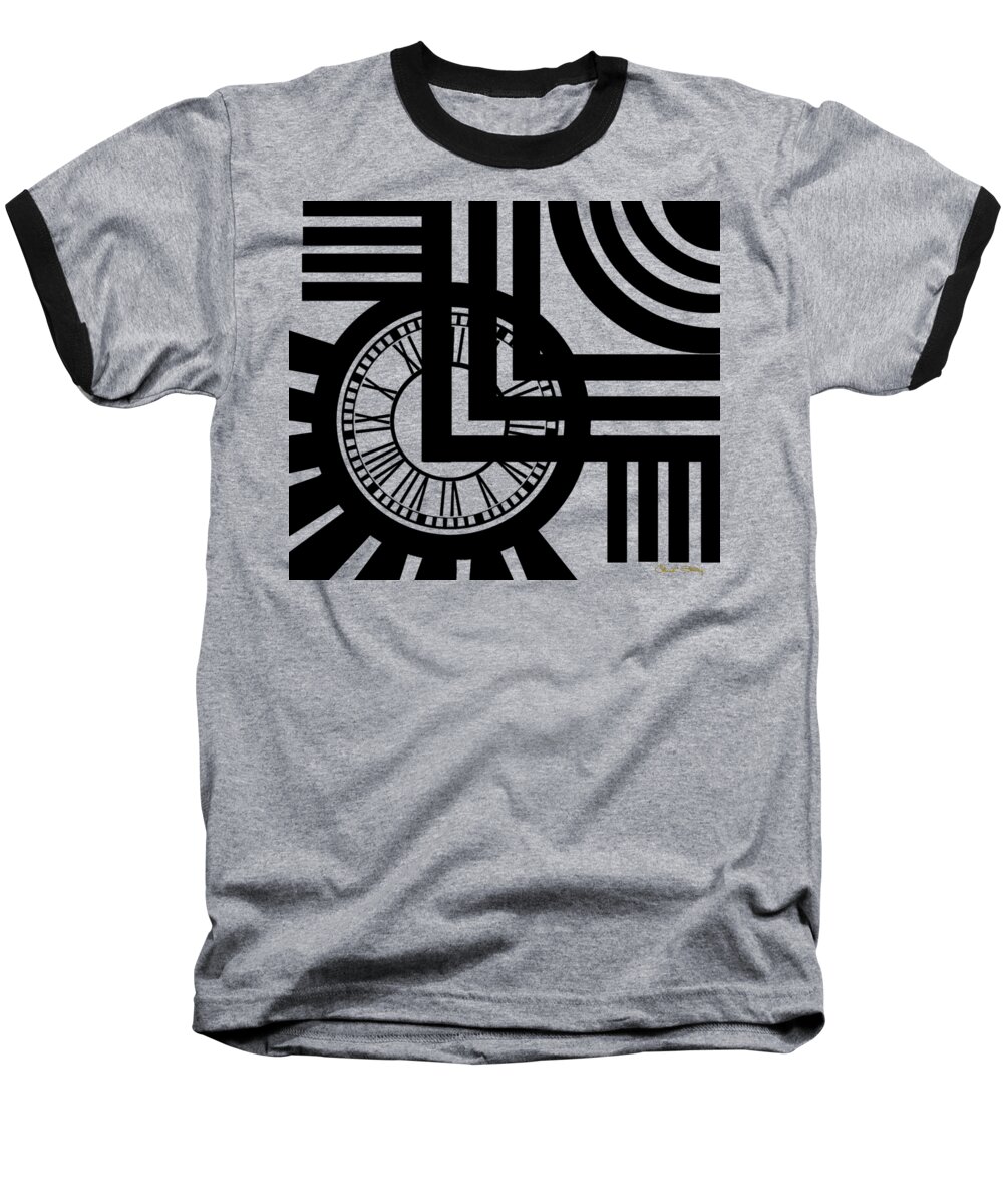 Clock Design Baseball T-Shirt featuring the digital art Clock Design by Chuck Staley
