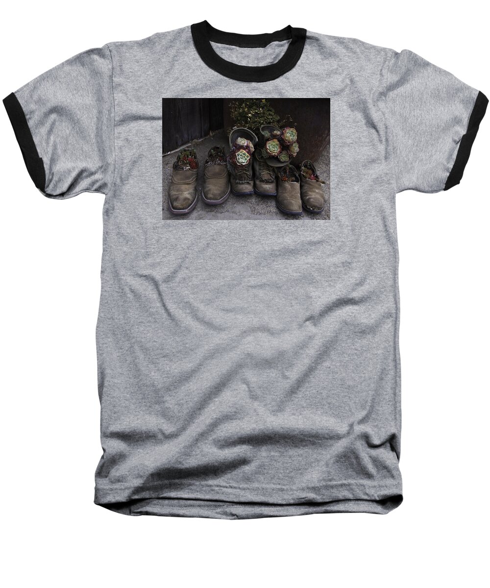Boots Baseball T-Shirt featuring the photograph Clodhoppers by Kandy Hurley