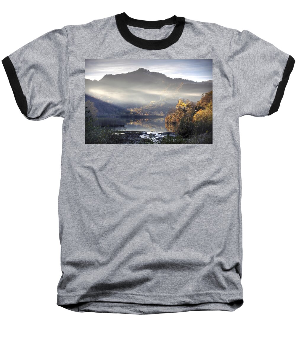 Clouds Baseball T-Shirt featuring the photograph Mist in the evening by Gouzel -