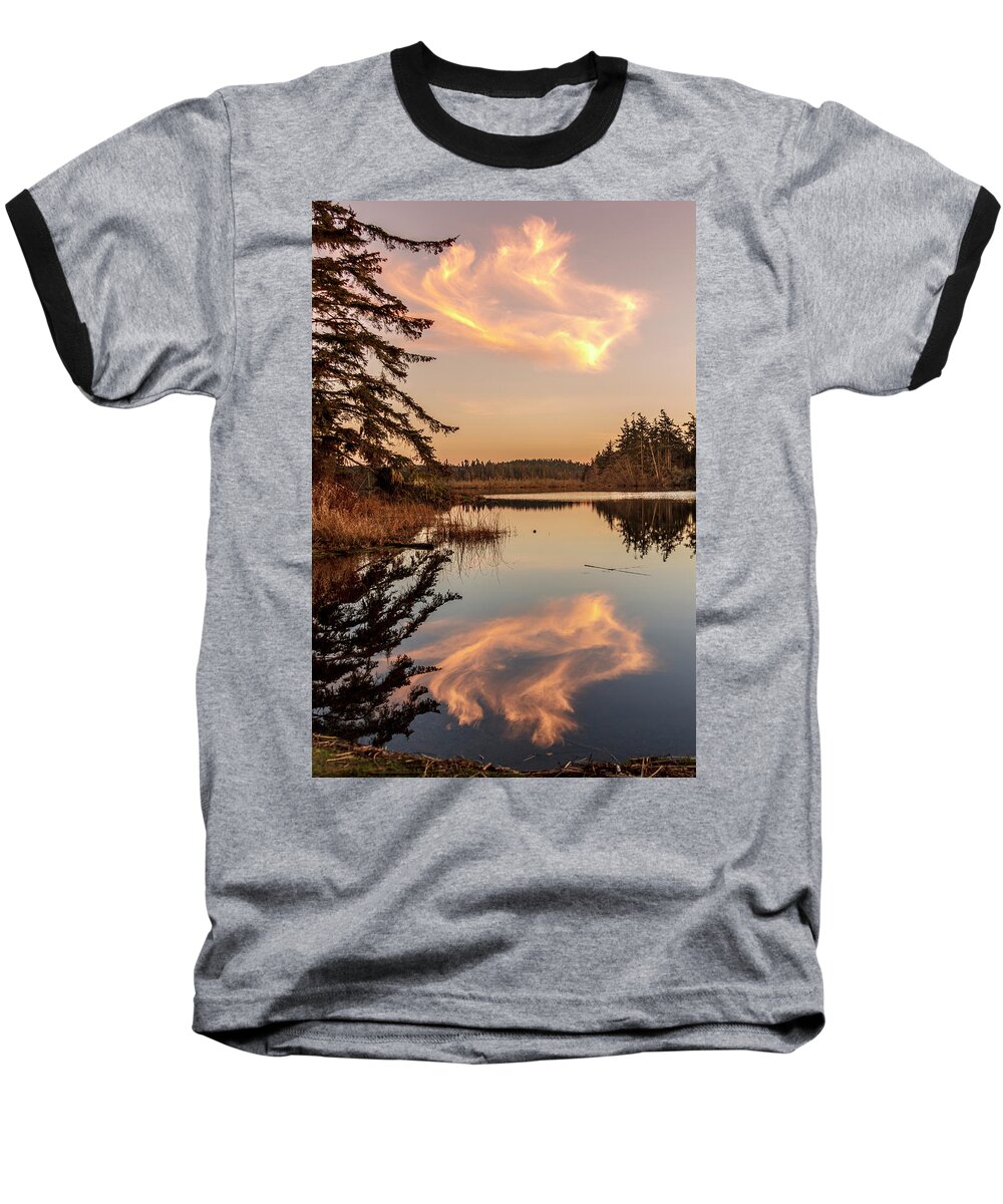Cloud Baseball T-Shirt featuring the photograph Cloud on Cranberry Lake by Tony Locke