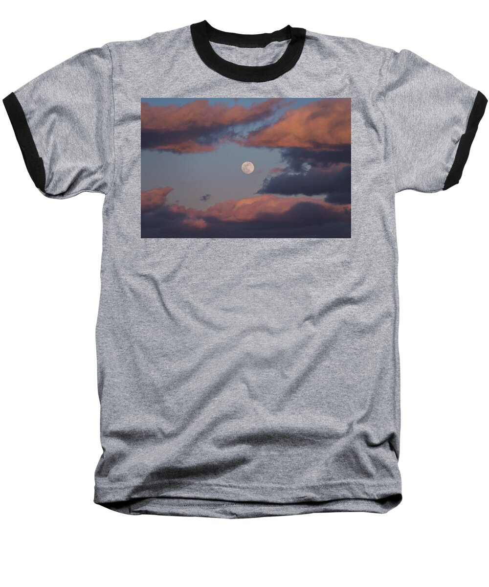 Terry D Photography Baseball T-Shirt featuring the photograph Clouds and Moon March 2017 by Terry DeLuco