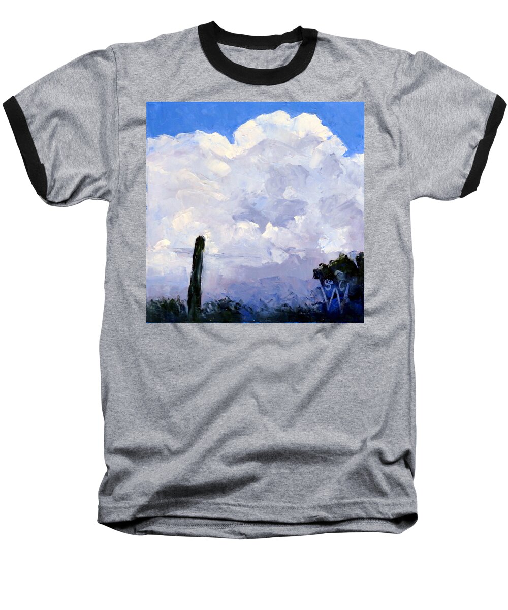 Oil Painting Baseball T-Shirt featuring the painting Clouds Building by Susan Woodward