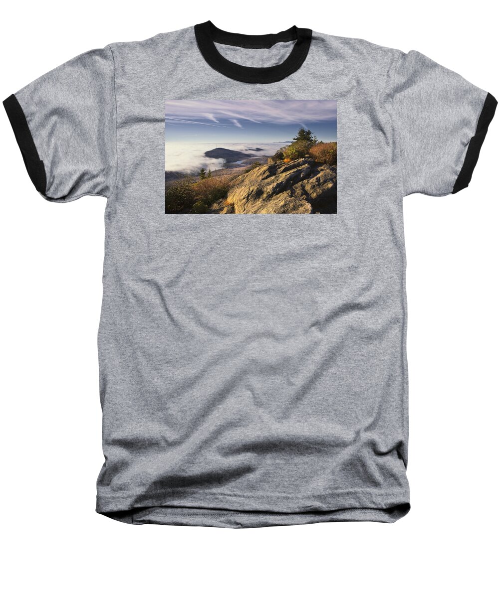 Grandfather Baseball T-Shirt featuring the photograph Clouds Over Grandmother Mountain by Ken Barrett