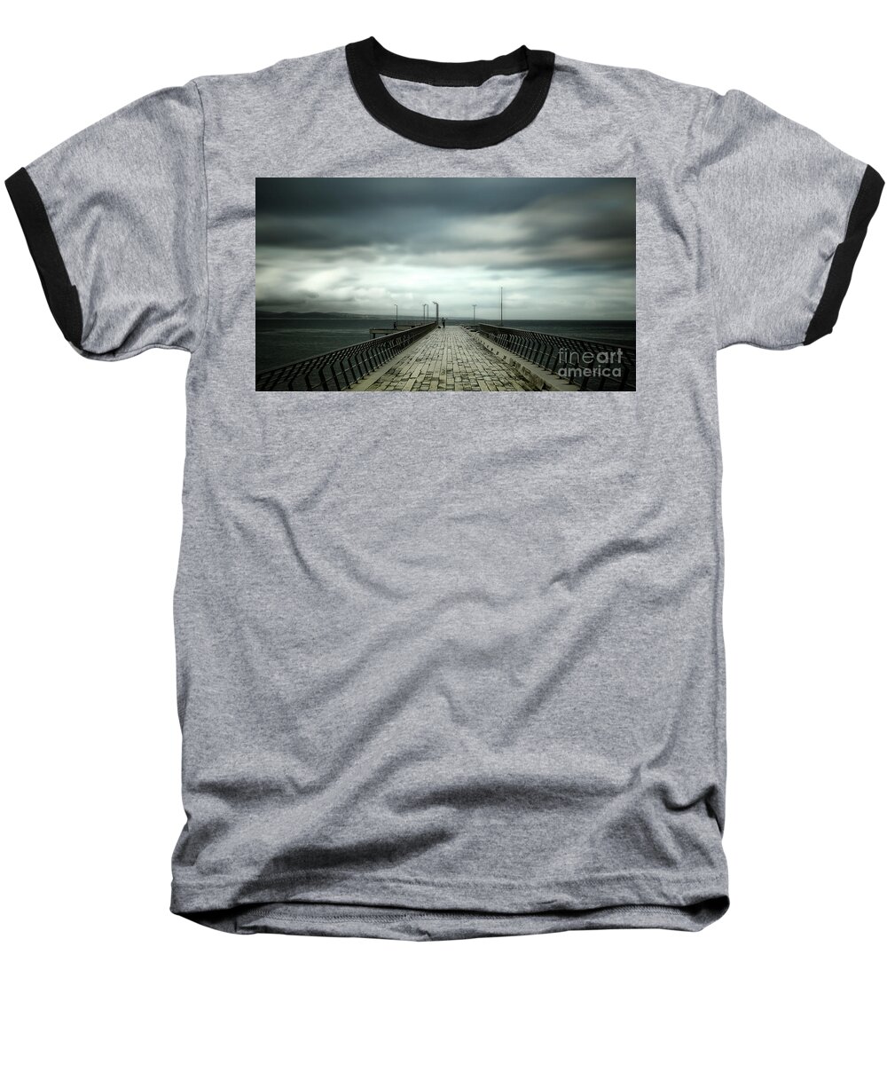 Pier Baseball T-Shirt featuring the photograph Cloudy Pier by Perry Webster