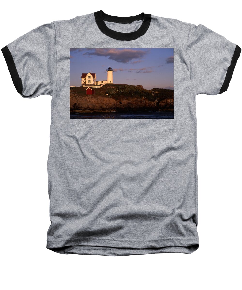Landscape New England Lighthouse Nautical Coast Baseball T-Shirt featuring the photograph Cnrf0908 by Henry Butz