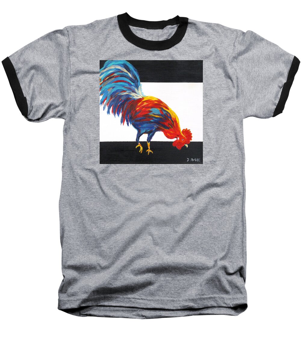 Rooster Baseball T-Shirt featuring the painting Cock-a-doodle-doo-too by Diane Arlitt