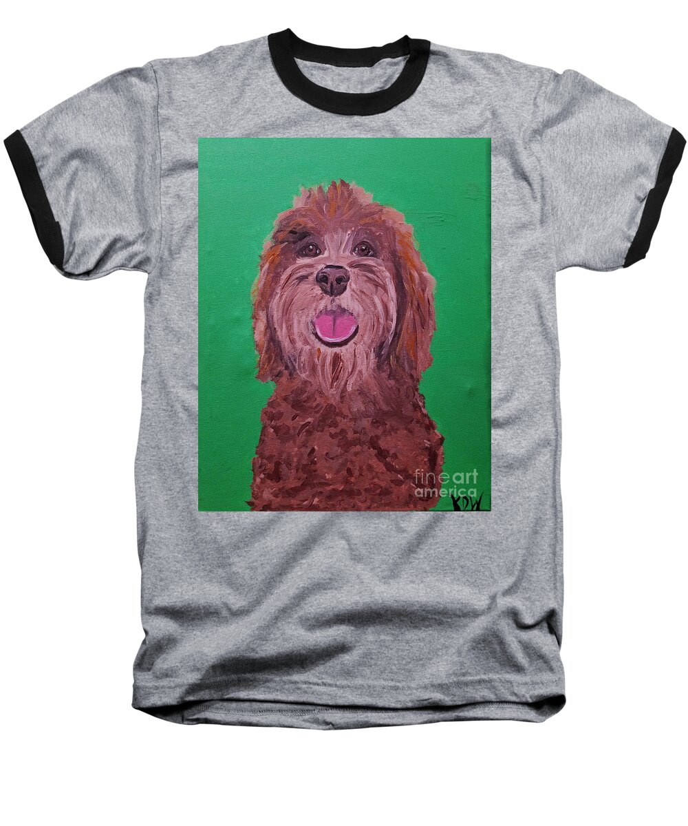 Pet Portrait Baseball T-Shirt featuring the painting Coco Date With Paint Nov 20th by Ania M Milo