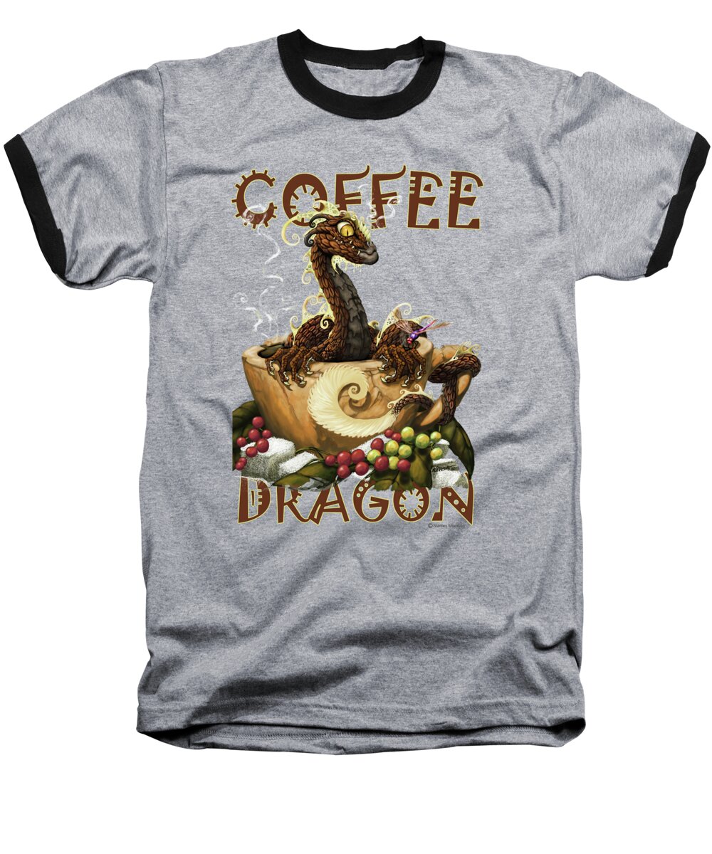 Dragon Baseball T-Shirt featuring the digital art Coffee Dragon by Stanley Morrison