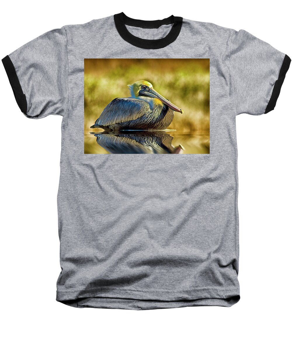 Pelican Baseball T-Shirt featuring the photograph Cold Brown Pelican by Bill Barber