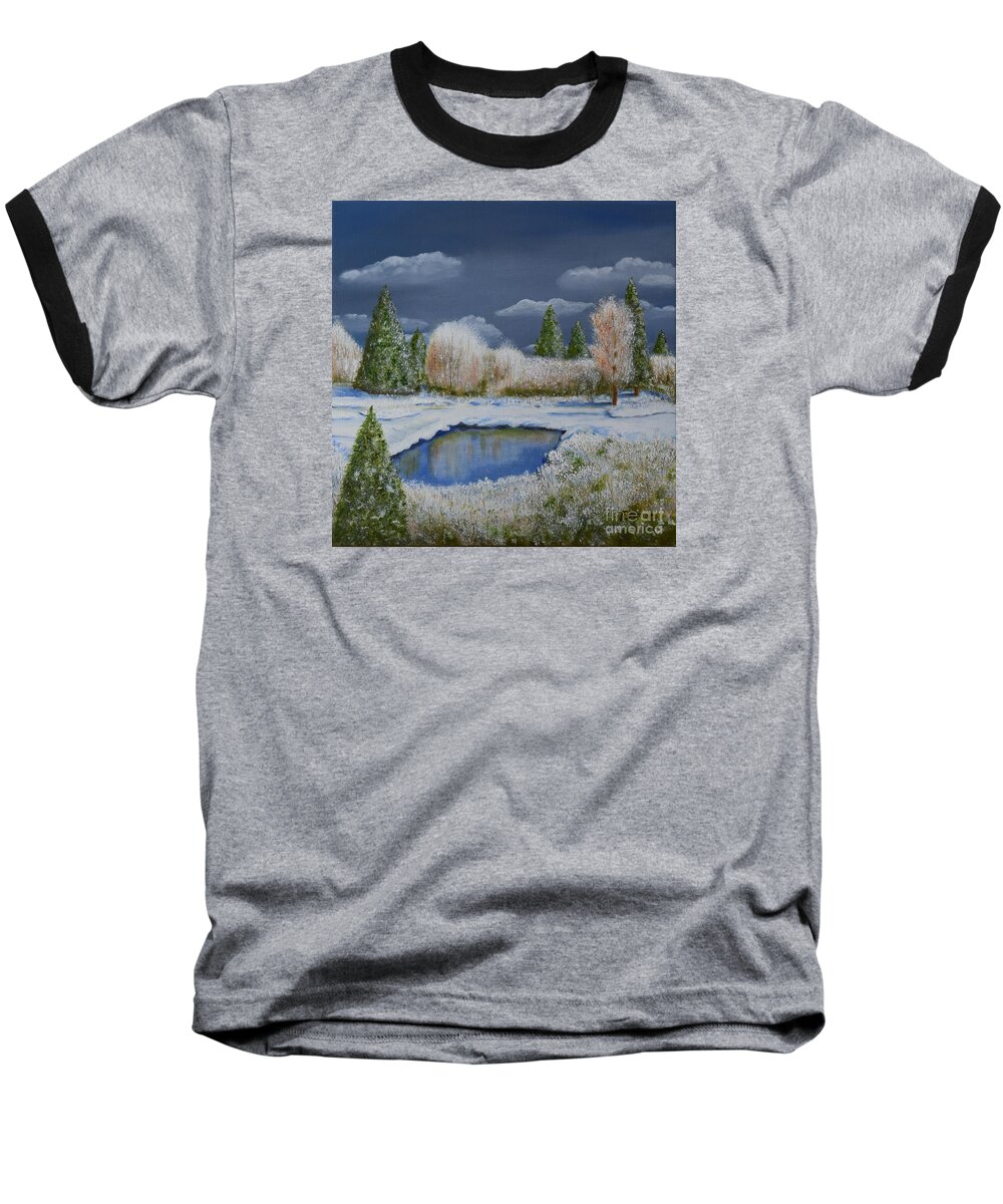 Cold Baseball T-Shirt featuring the painting Cold Sky 1 by Melvin Turner