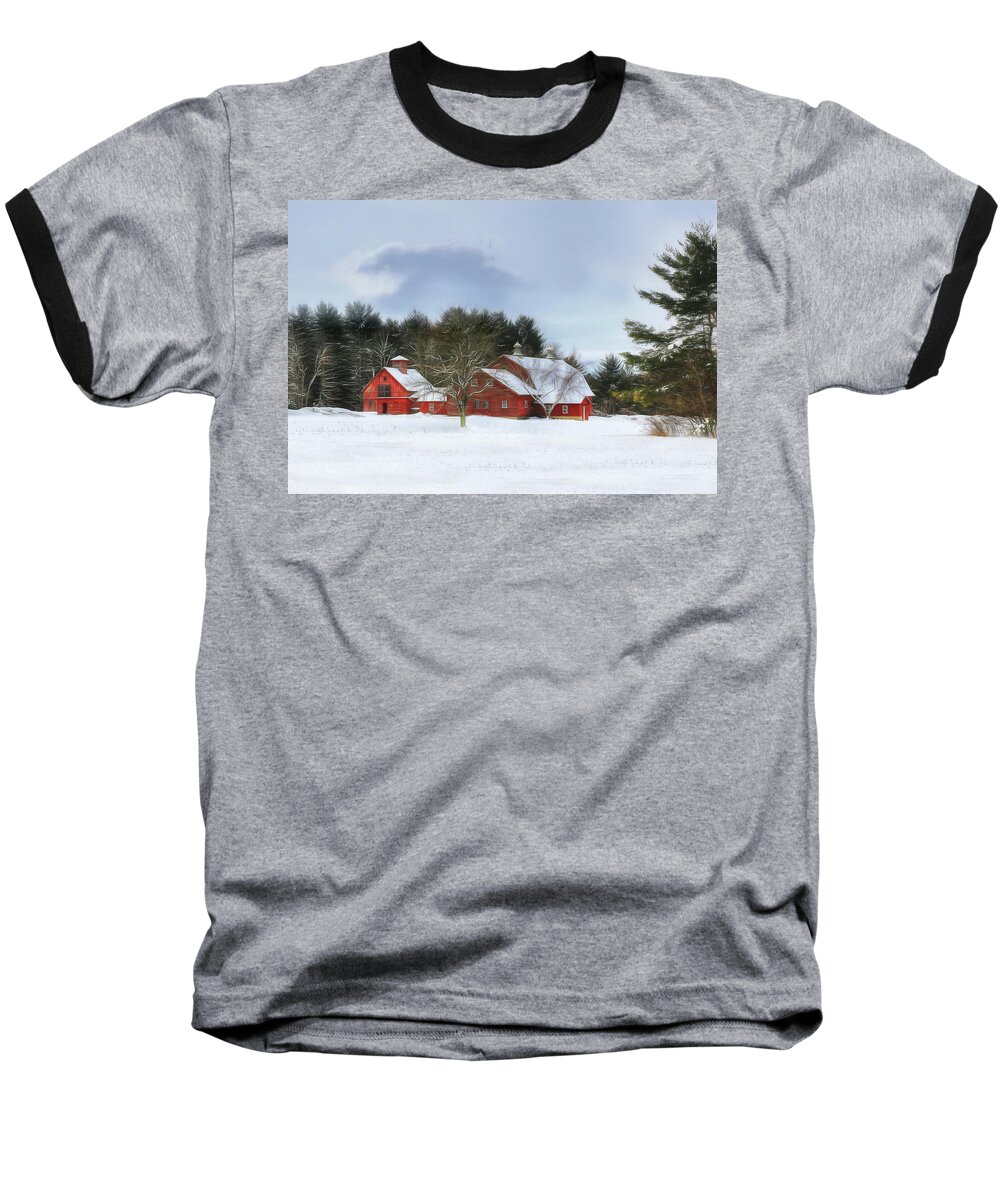 Vermont Baseball T-Shirt featuring the digital art Cold Winter Days in Vermont by Sharon Batdorf