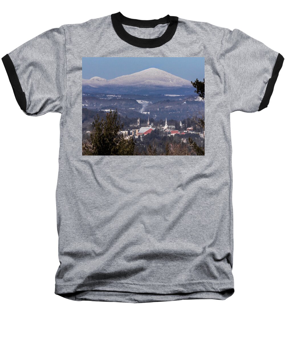 Vermont Baseball T-Shirt featuring the photograph Cold Winter's Day in St Johnsbury Vermont by Tim Kirchoff