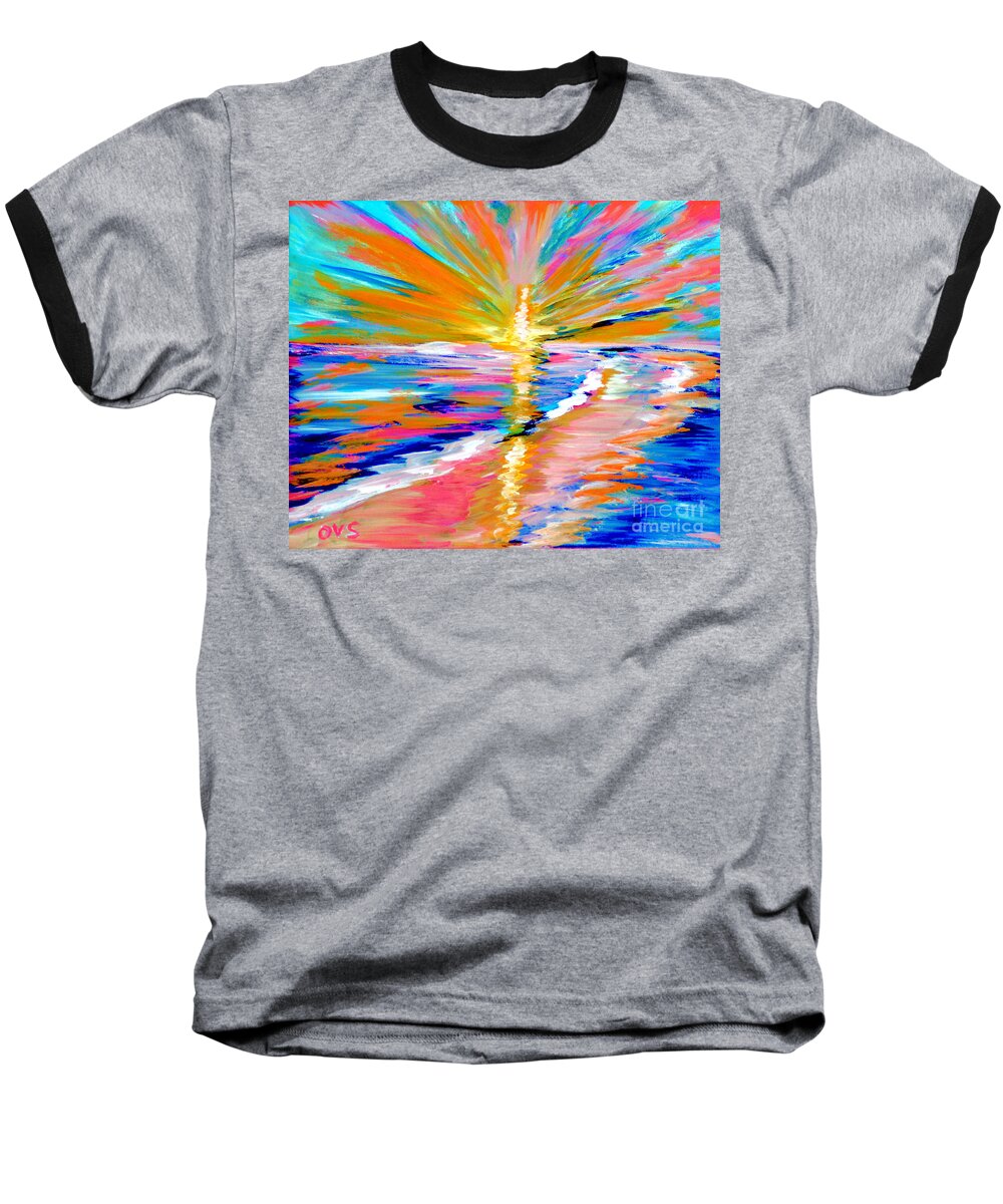 Sale Baseball T-Shirt featuring the painting Collection ART for HEALTH and LIFE. Painting 5. ENERGY of LIFE by Oksana Semenchenko