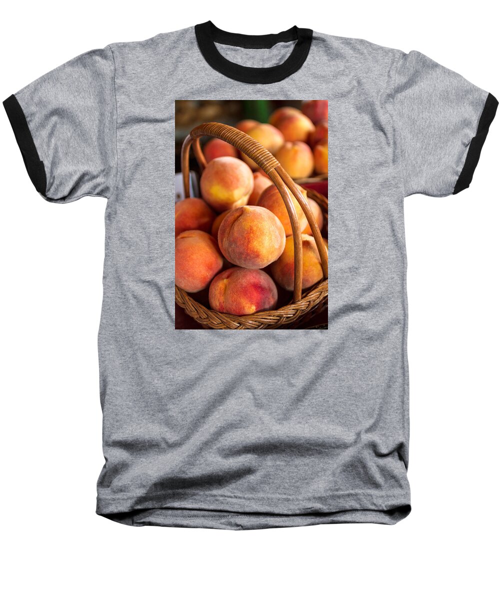 Agriculture Baseball T-Shirt featuring the photograph Colorado Peaches in Basket by Teri Virbickis