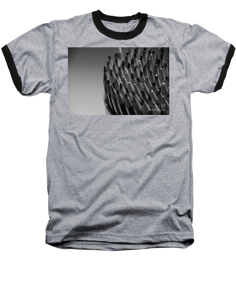 Pencil Baseball T-Shirt featuring the photograph Colored Pencils - Black and White by Adrian De Leon Art and Photography
