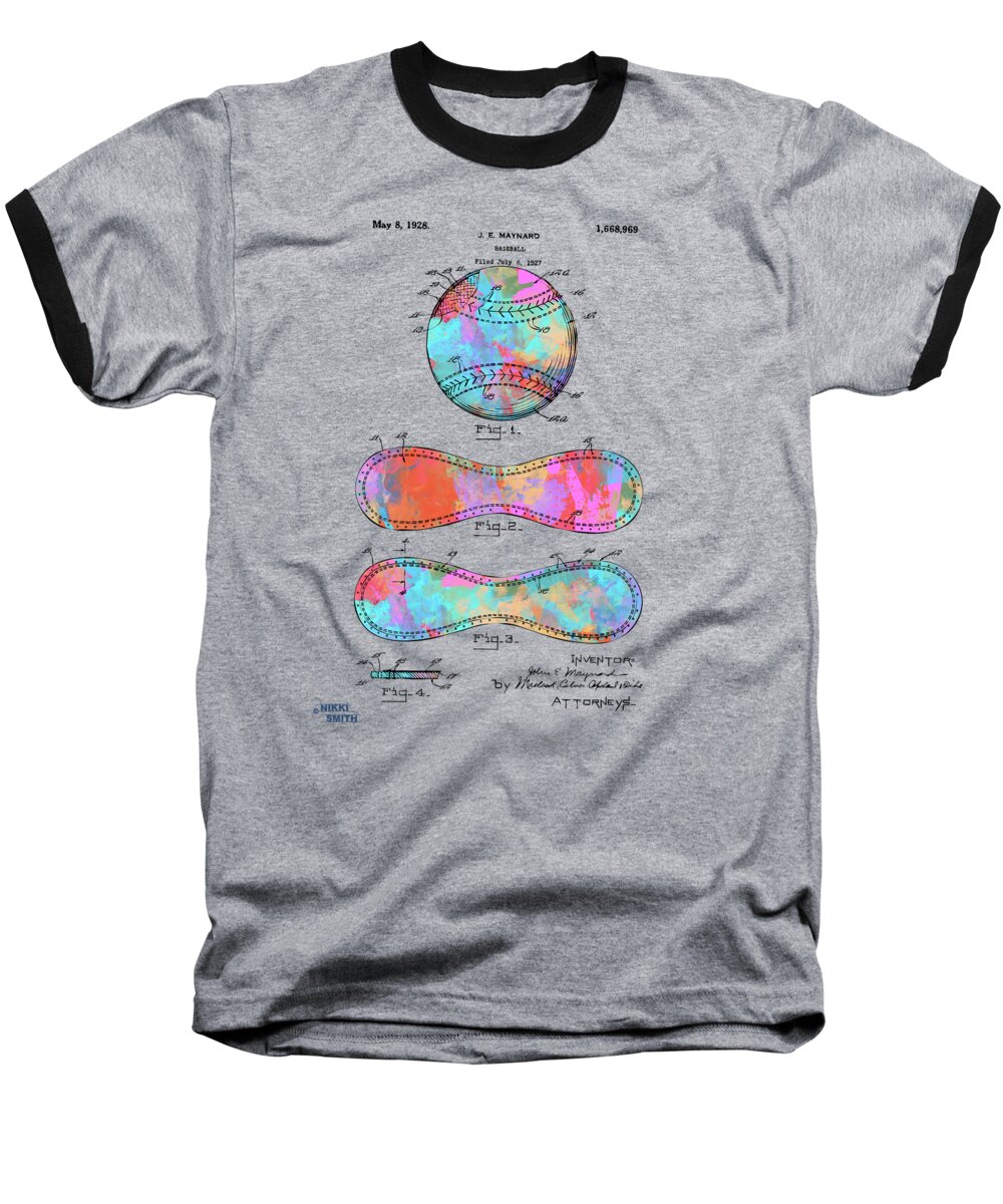 Baseball Baseball T-Shirt featuring the digital art Colorful 1928 Baseball Patent Artwork by Nikki Marie Smith