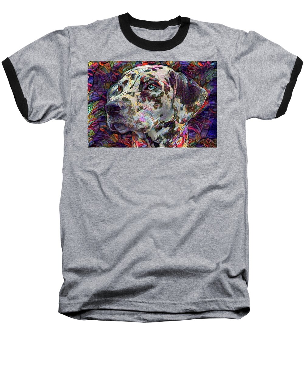 Dalmatian Baseball T-Shirt featuring the digital art Colorful Dalmatian Dog Portrait by Peggy Collins