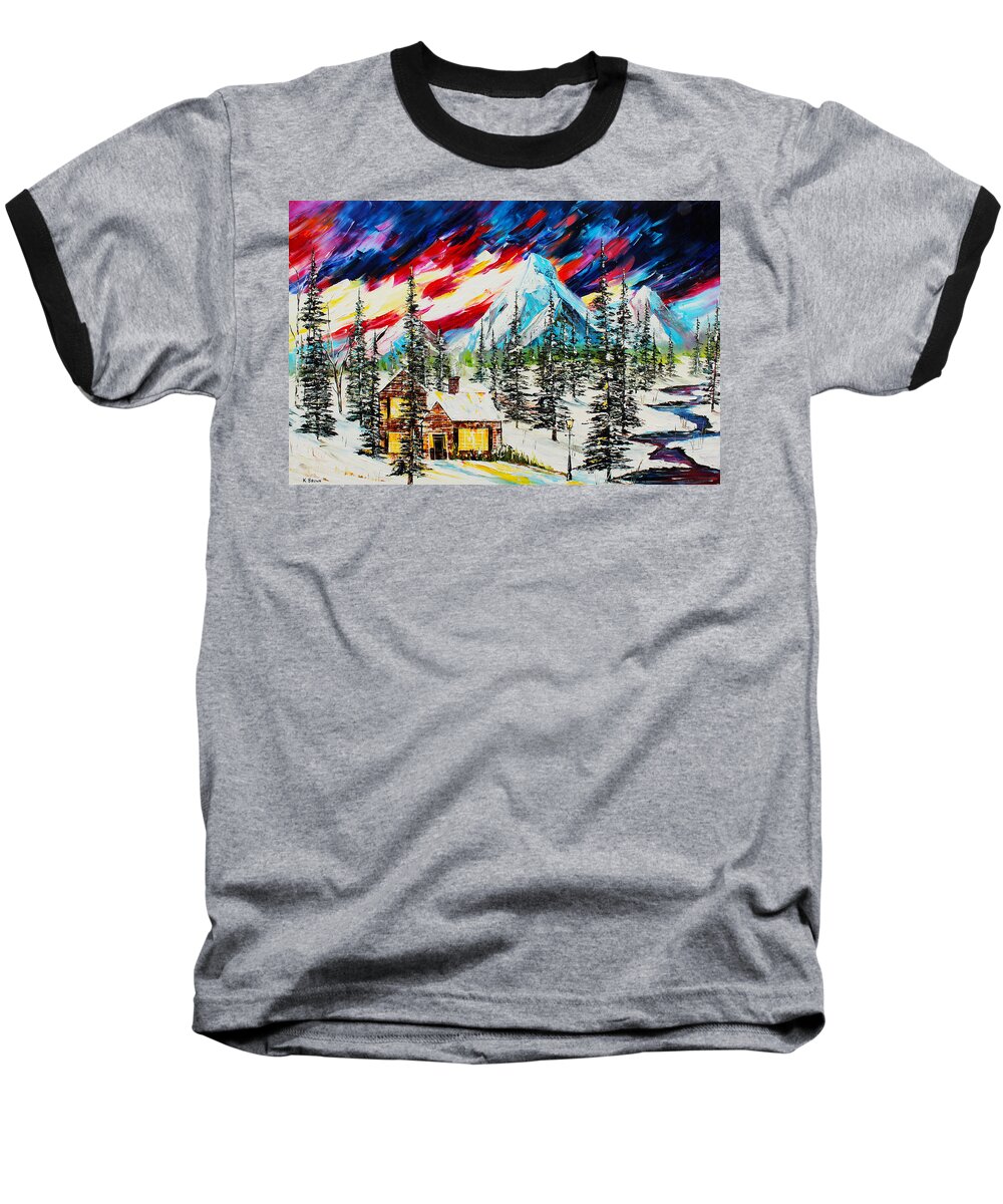 City Paintings Baseball T-Shirt featuring the painting Colorful Sky by Kevin Brown