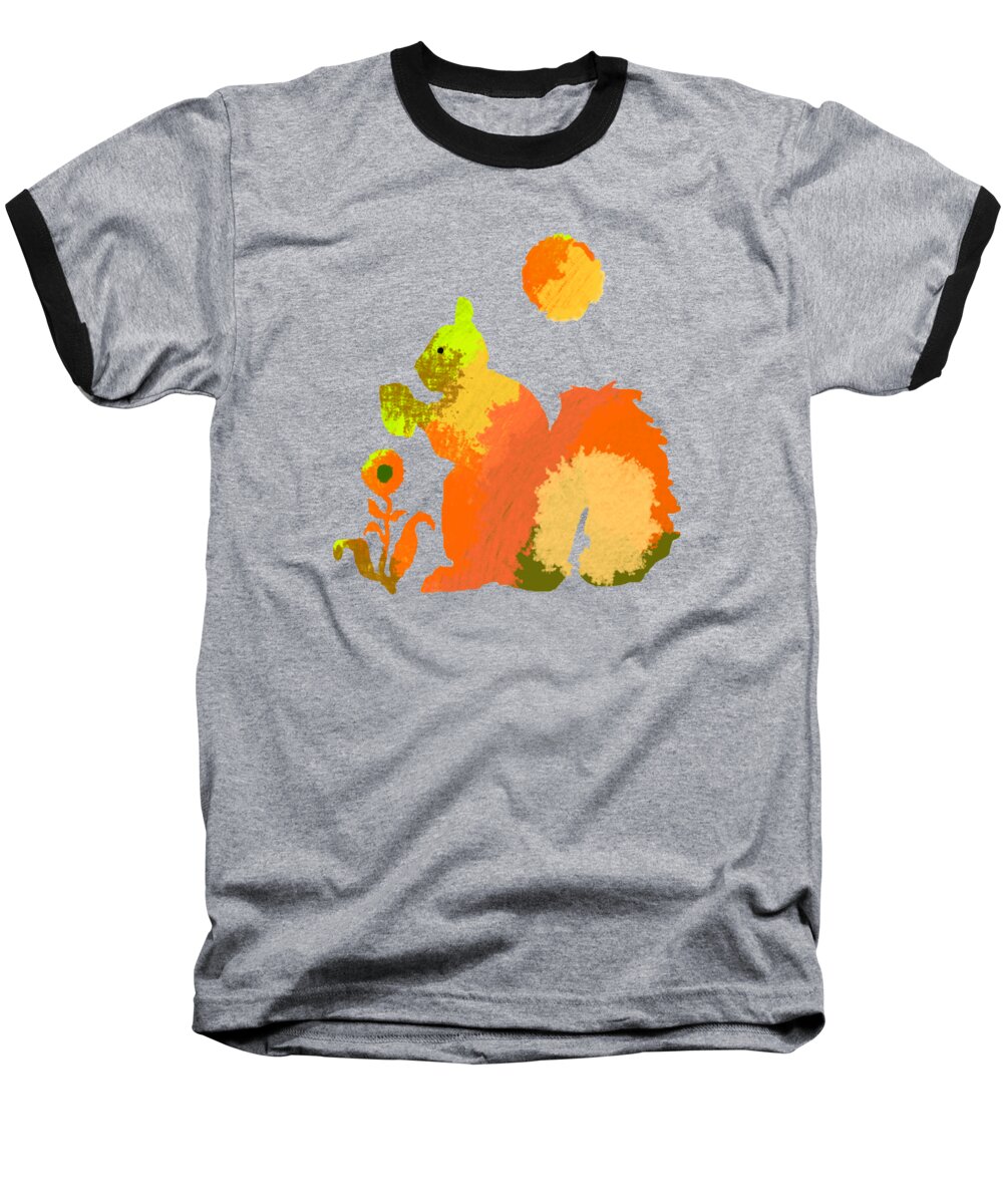 Squirrel Baseball T-Shirt featuring the digital art Colorful Squirrel 2 by Holly McGee