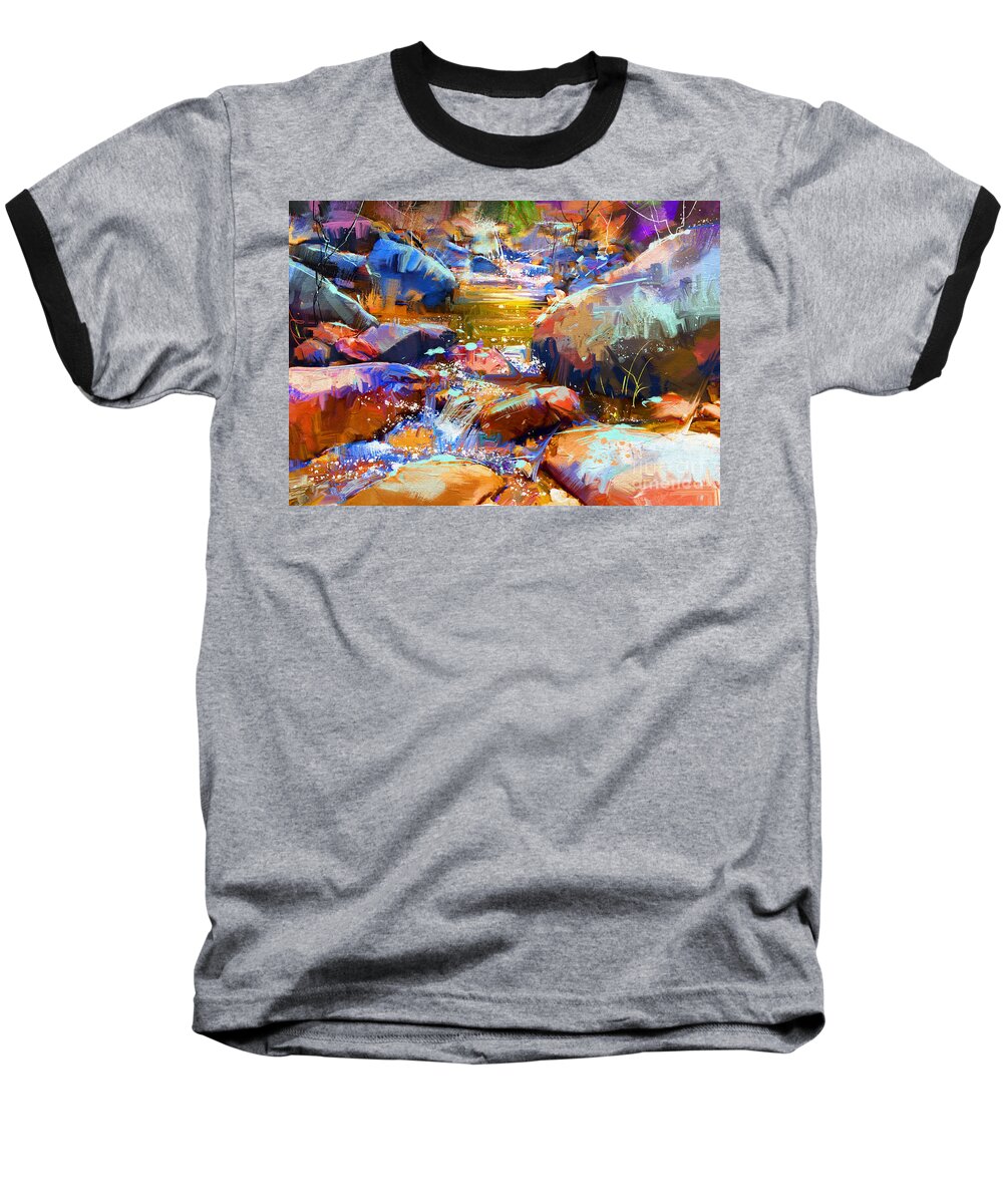 Art Baseball T-Shirt featuring the painting Colorful Stones by Tithi Luadthong