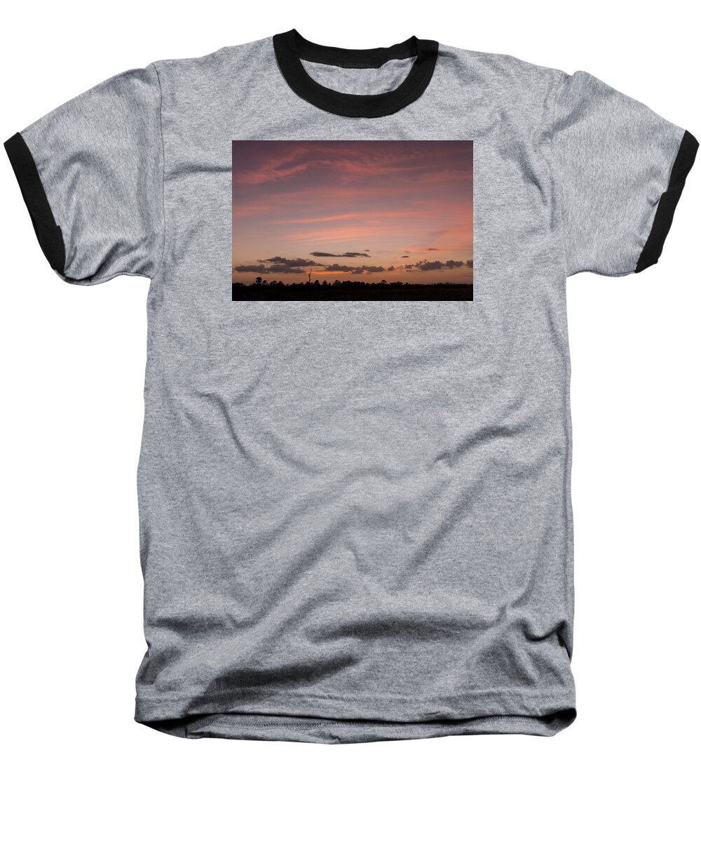 Colorful Baseball T-Shirt featuring the photograph Colorful sunset over the wetlands by David Watkins