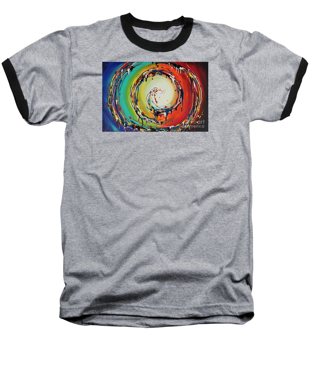Swirl Baseball T-Shirt featuring the painting Colorful Swirls by Preethi Mathialagan