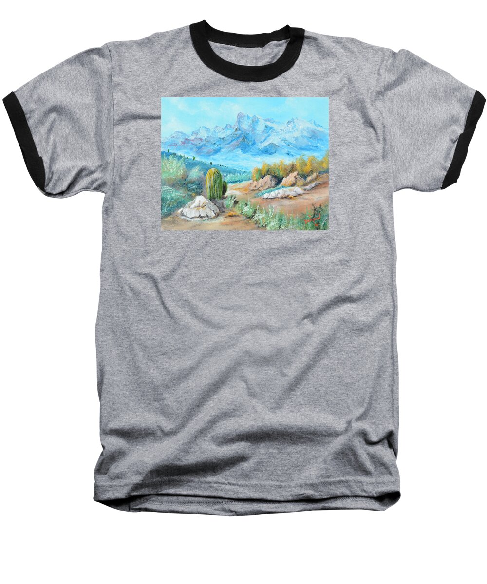 Colors In The High Desert Baseball T-Shirt featuring the painting Colors In The High Desert by Lloyd Dobson