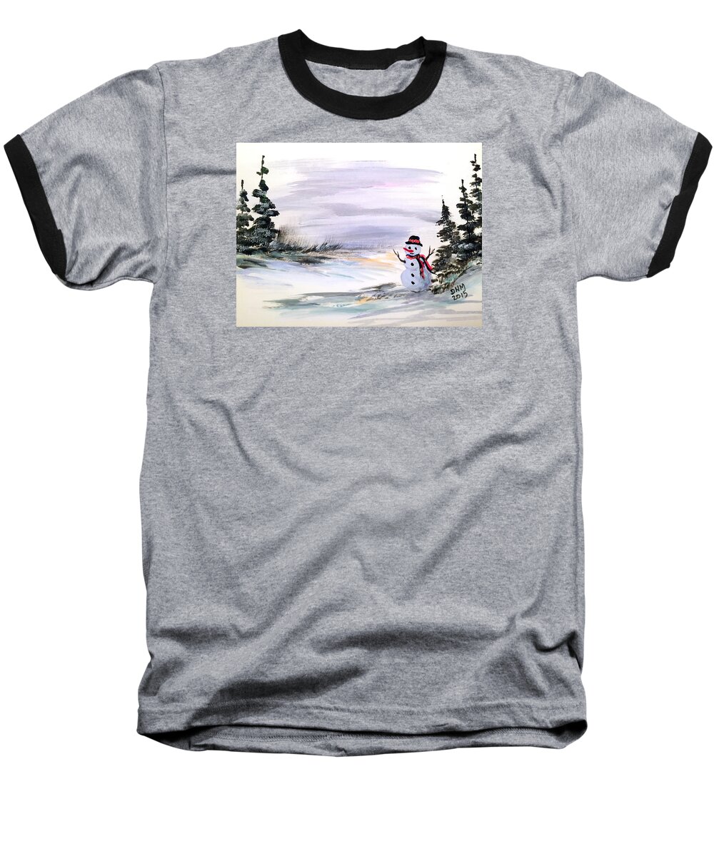 Winter Baseball T-Shirt featuring the painting Come and play with me by Dorothy Maier
