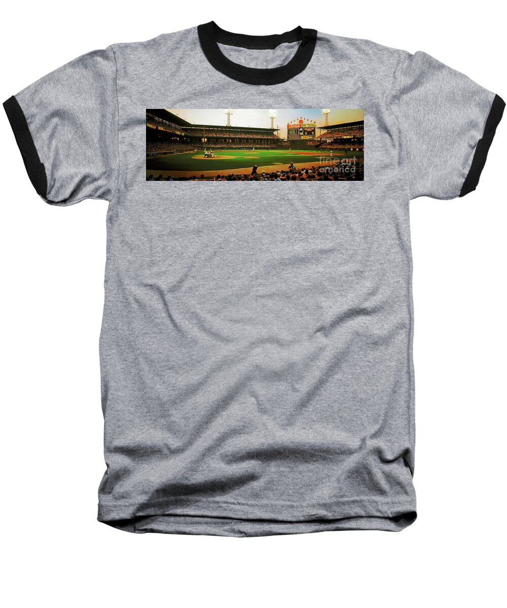 Comiskey Baseball T-Shirt featuring the photograph Comiskey Park twilight  by Tom Jelen
