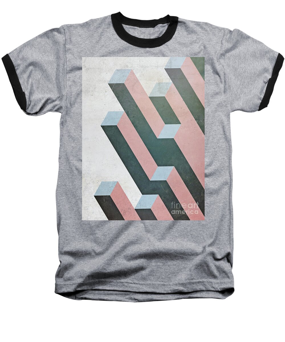 Complex Baseball T-Shirt featuring the mixed media Complex Geometry by Emanuela Carratoni