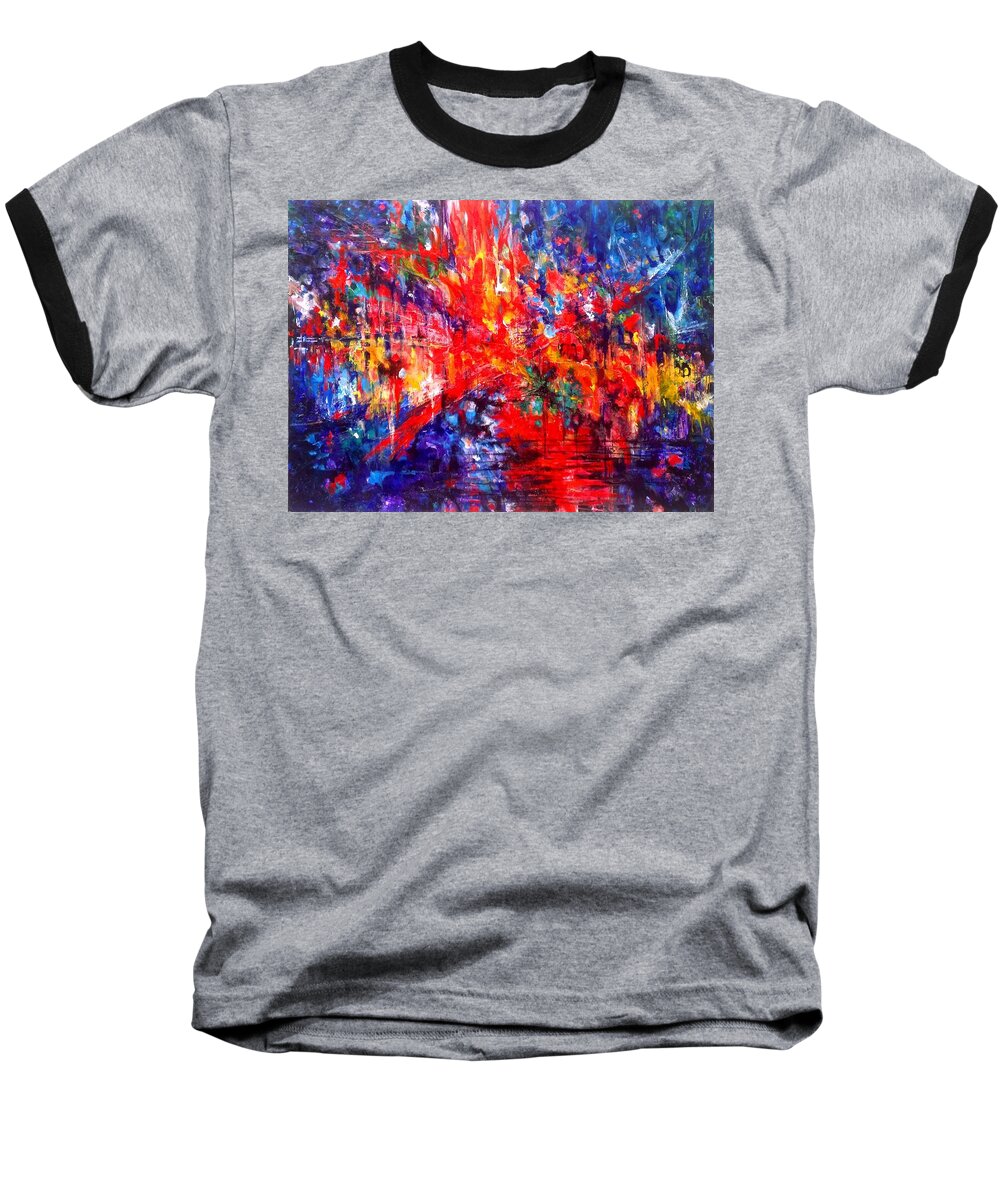 Energy Spiritual Art Baseball T-Shirt featuring the painting Composition # 1. Series Abstract Sunsets by Helen Kagan