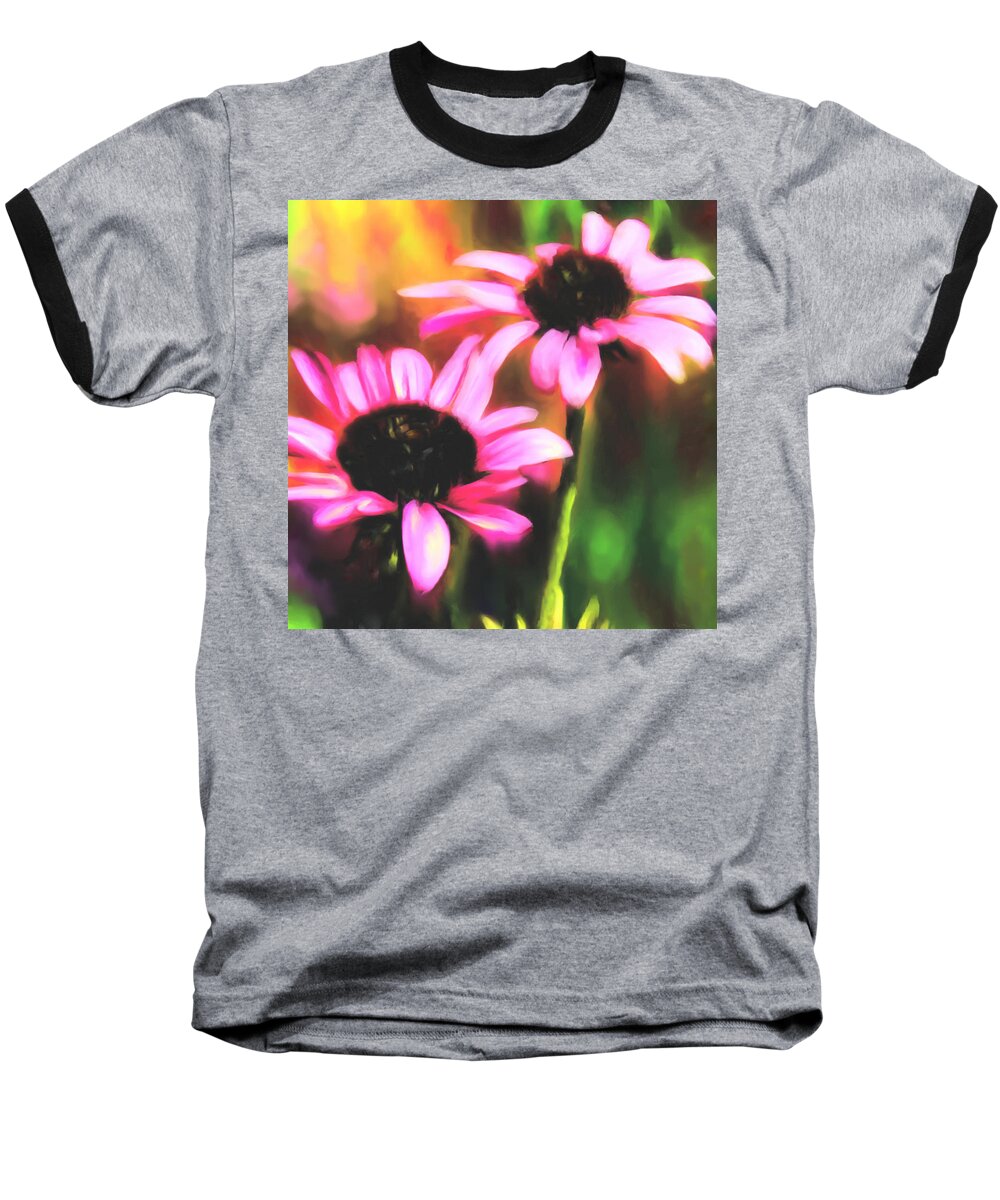 Coneflowers Baseball T-Shirt featuring the digital art Coneflowers by Sand And Chi