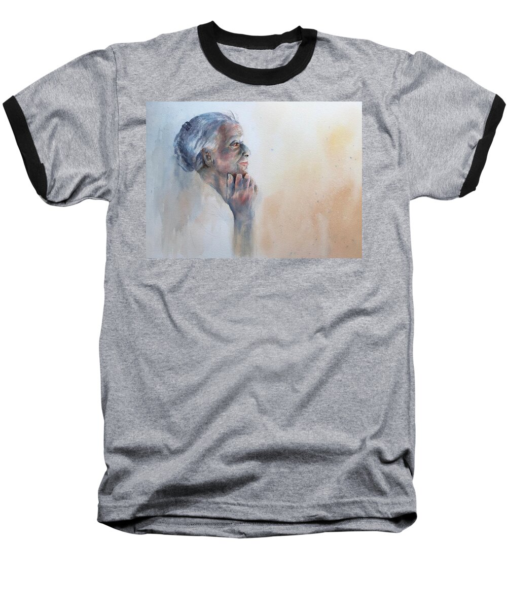 Watercolor Baseball T-Shirt featuring the painting Contemplation by Pat Dolan