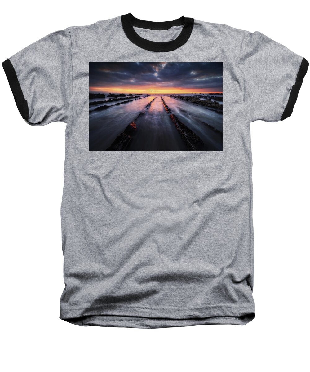 Barrika Baseball T-Shirt featuring the photograph Converging to the light by Mikel Martinez de Osaba