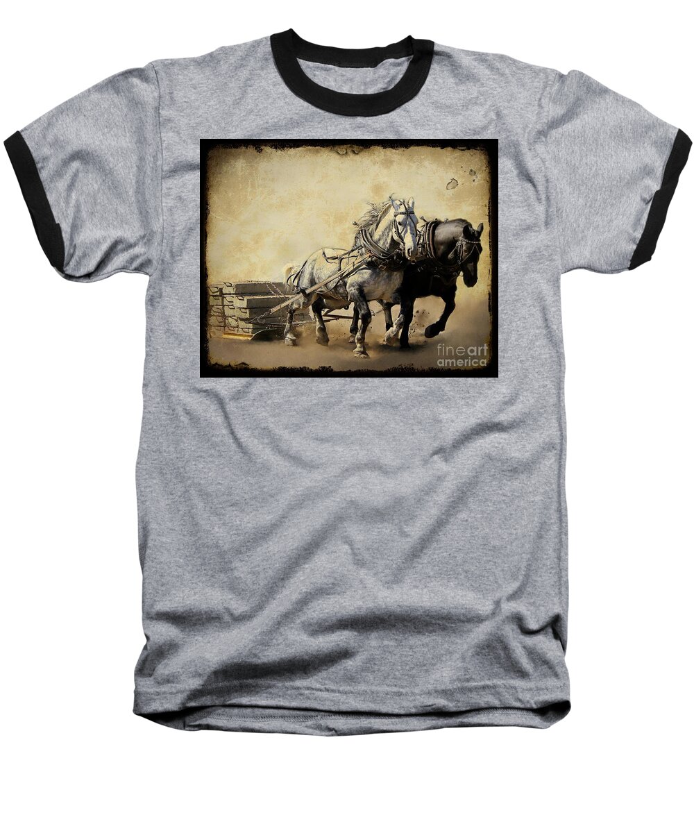 Horse Baseball T-Shirt featuring the photograph Core-Two-Duo by Davandra Cribbie